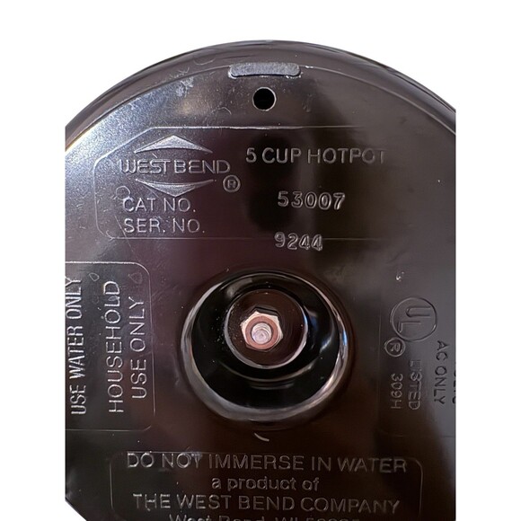 Vintage West Bend 2-5 Cup HOT POT Heat & Server 53007 Black USA 600 Watts Tested - Picture 8 of 10